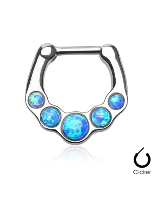 Piercing septum cinq opale bleu