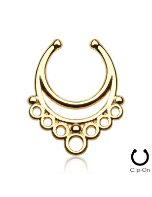 Faux piercing septum aztèque doré