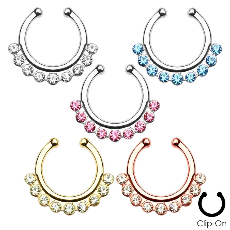 Faux piercing septum 9 strass