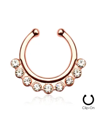 Faux piercing septum 9 strass rosé