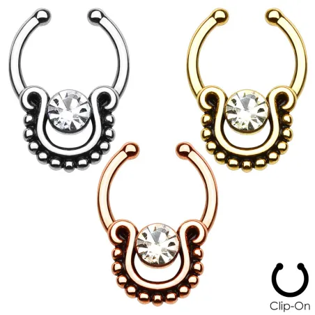 Faux piercing septum pierre solitaire