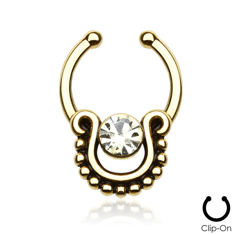 Faux piercing septum pierre solitaire