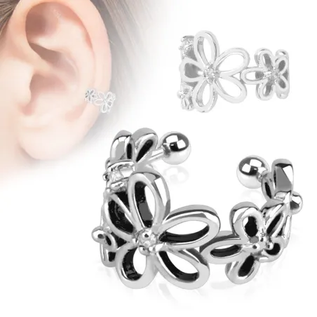 Faux piercing oreille fleurs