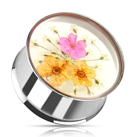 Piercing plug acier fleurs