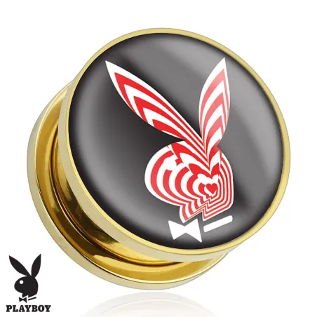 Piercing plug Playboy plaqué or rayures