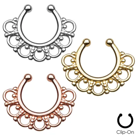 Faux piercing septum pierre éventail tribal