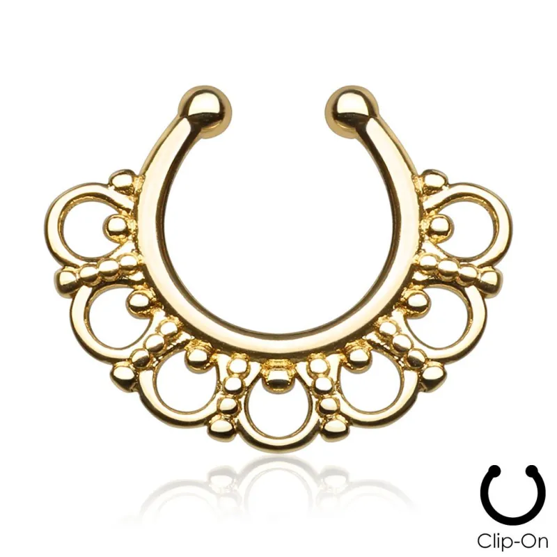 Faux piercing septum éventail tribal