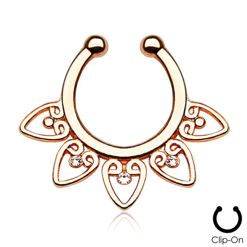 Faux piercing septum éventail tribal gemmes