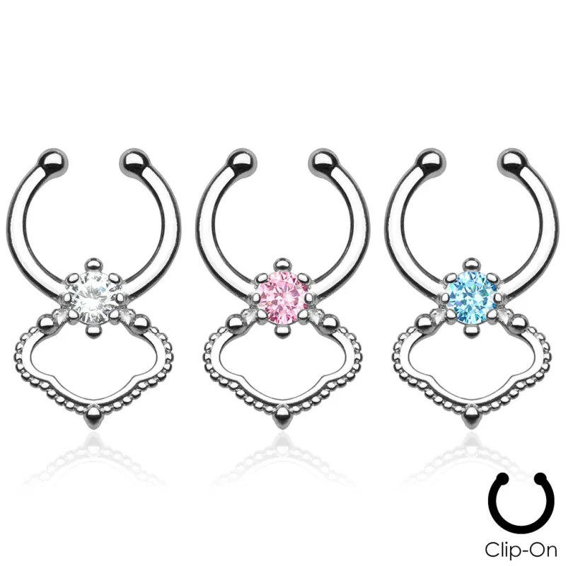 Faux piercing septum gemme solitaire