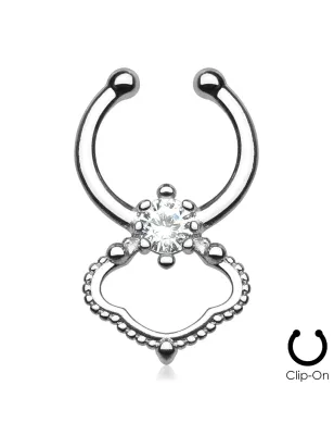 Faux piercing septum gemme solitaire clair