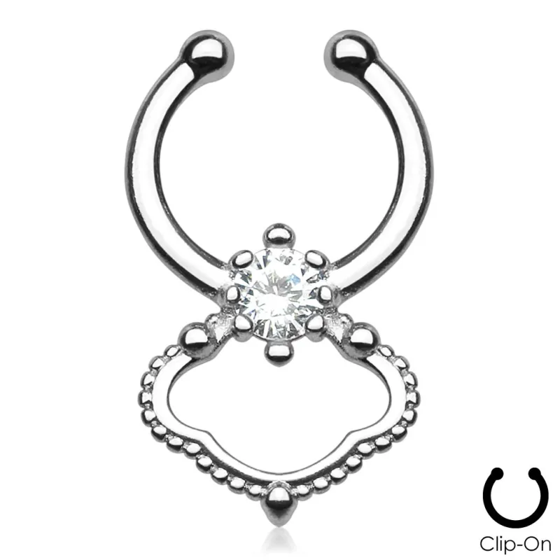 Faux piercing septum gemme solitaire