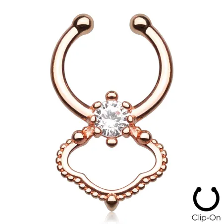 Faux piercing septum or rosé gemme solitaire