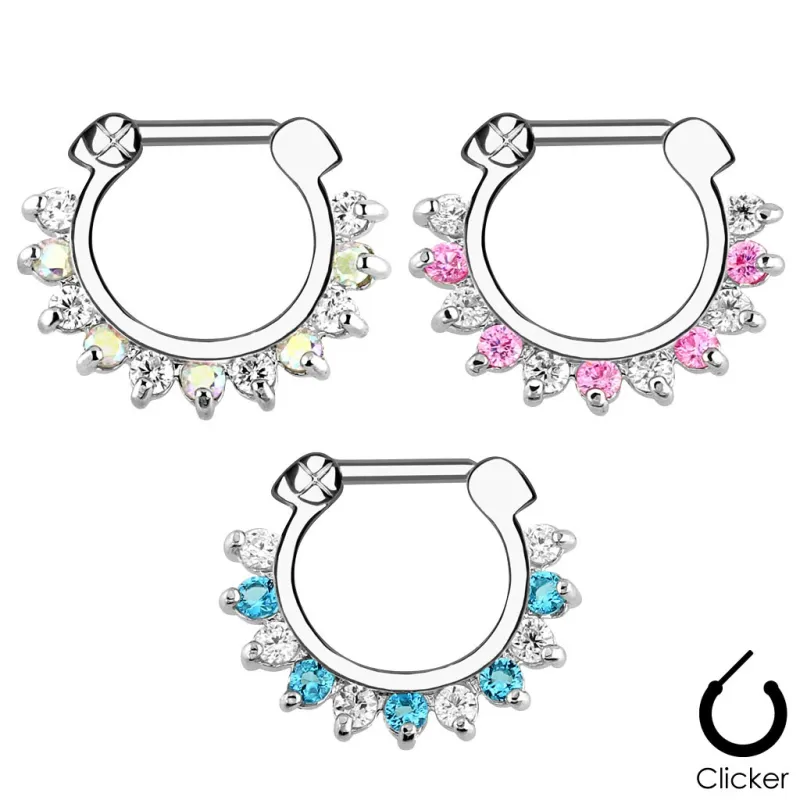 Piercing septum pierres zircon bicolores