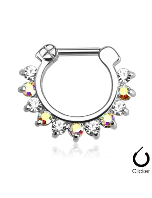 Piercing septum pierres zircon bicolores aurore boréale