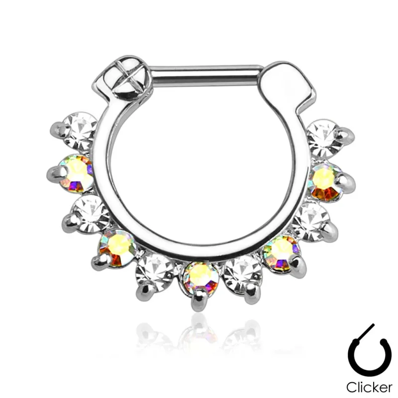 Piercing septum pierres zircon bicolores