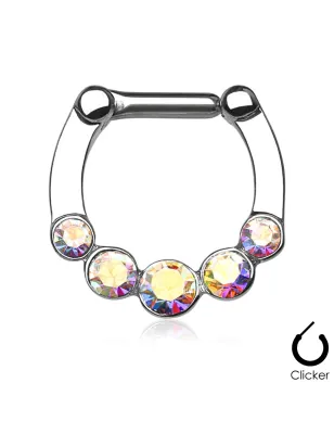 Piercing septum 5 pierres zircon aurore boréale