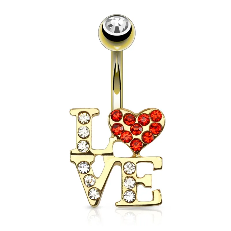 Piercing nombril plaqué or LOVE