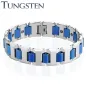 Bracelet homme tungstène cylindres bleu