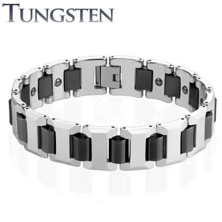 Bracelet homme tungstène cylindres noir