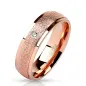 Bague acier rosé sablé strass