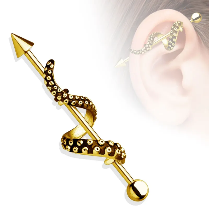 Piercing industriel oreille tentacule