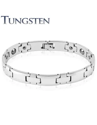 Bracelet homme tungstène bordures argentées