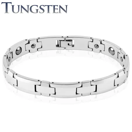 Bracelet homme tungstène bordures argentées