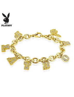 Bracelet Playboy doré charms strass