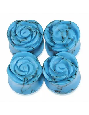 Piercing plug pierre turquoise rose