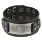 Bracelet cuir noir plaque boucliers