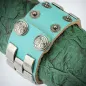 Bracelet cuir turquoise plaques