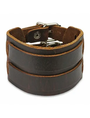 Bracelet cuir marron ceinture double