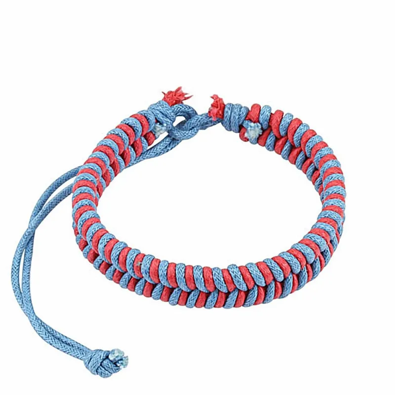 Bracelet cuir homme bleu rose