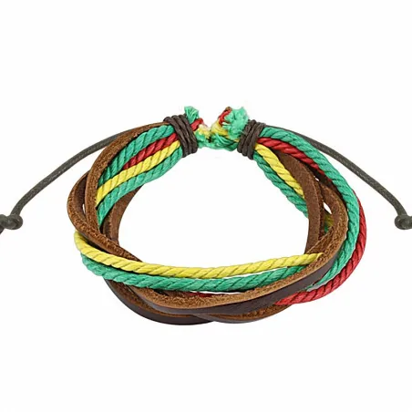 Bracelet cuir homme cordons rasta