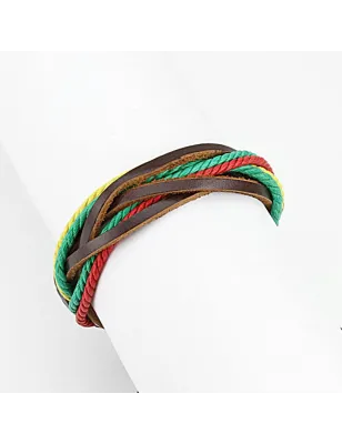 Bracelet cuir homme cordons rasta