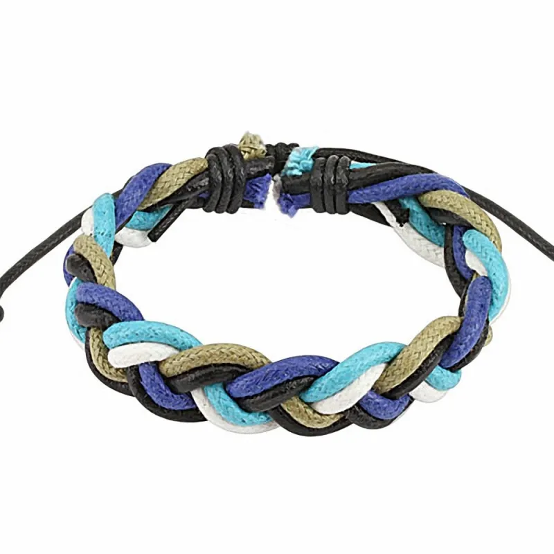 Bracelet cuir bleu homme