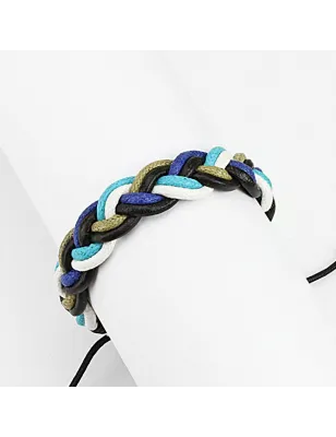 Bracelet cuir bleu homme