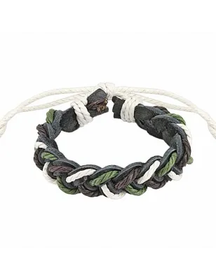 Bracelet cuir tricolore homme