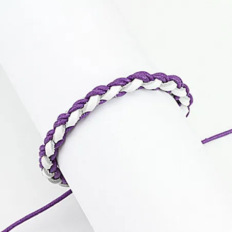 Bracelet cuir violet et blanc homme