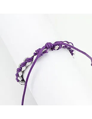 Bracelet cuir violet et blanc homme