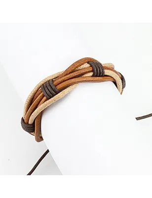 Bracelet homme cuir marron cordes