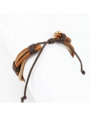 Bracelet homme cuir marron cordes