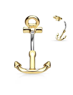 Piercing nombril ancre marine