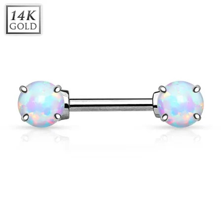 Piercing téton barbell Or Blanc 14 Carats