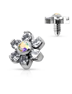 Piercing microdermal fleur crystal