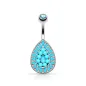 Piercing nombril larme turquoise