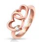 Bague femme or rose coeurs entrelacés