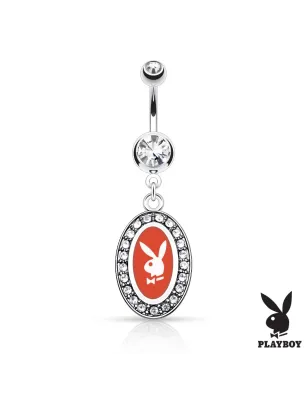 Piercing nombril Playboy médaillon rouge