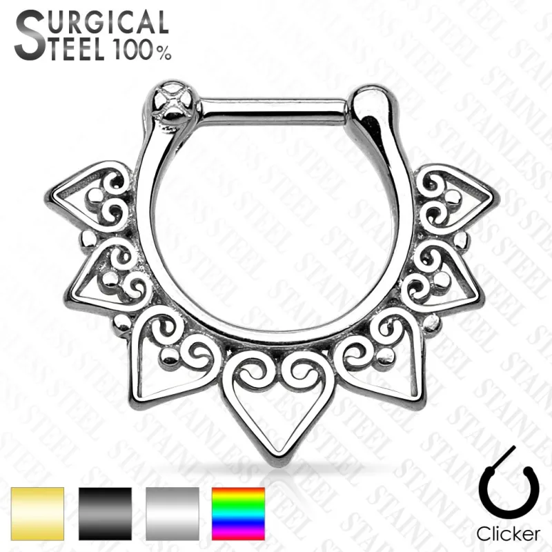 Piercing septum éventail tribal acier chirurgical multicolore