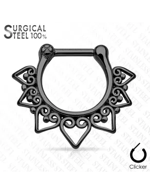 Piercing septum éventail tribal acier chirurgical multicolore